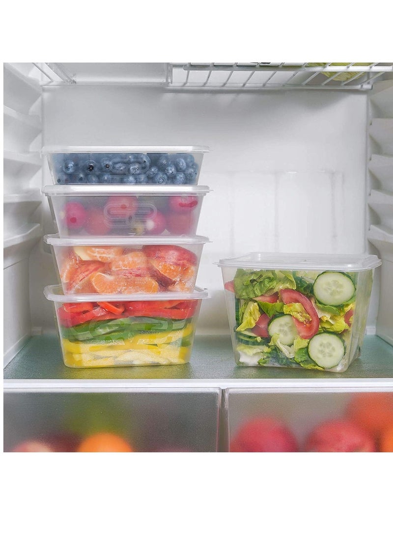 Rectangle Clear Disposable Food Container 1000ml With Lid |Spoon| Fork And Sauce Cup(1oz) |Pack of 20