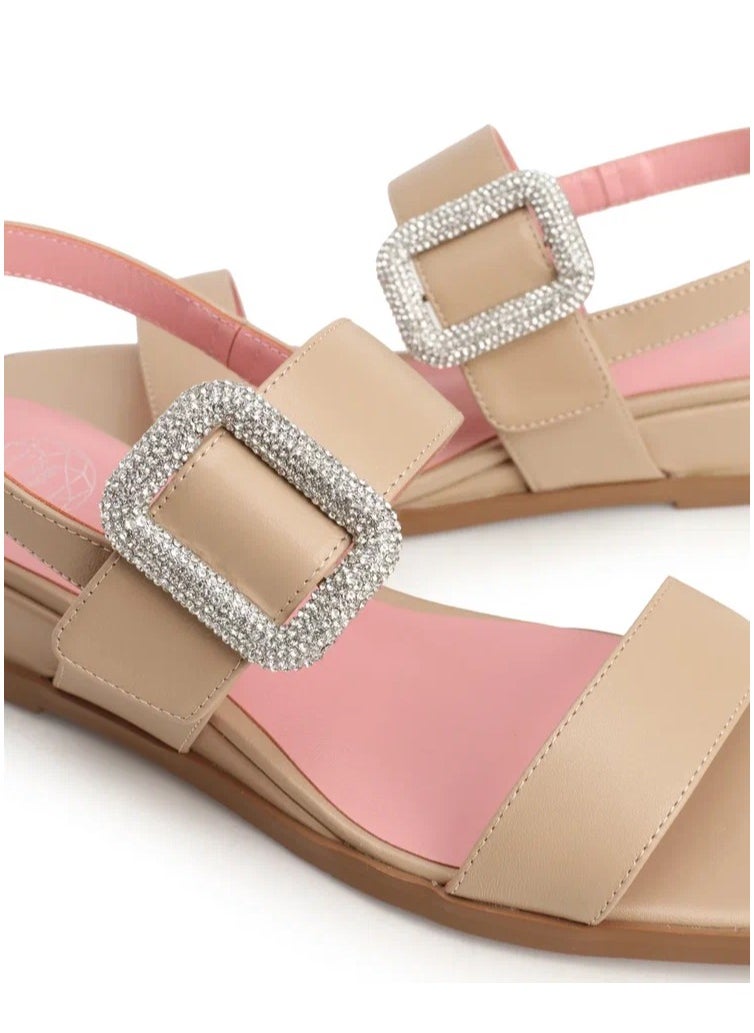 Women's Leather Chunky Slide Sandal Buckle Closure Beige - pzsku/ZAEBE1174D8D45F1685FEZ/45/_/1694575020/d7e4c9ea-a511-4b8f-aca6-a273cb8574c4