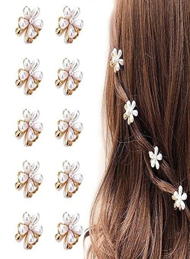 Vexton Pearl Flower Hair Pins Set for Women & Girls, Elegant Floral Hair Clips for Wedding, Party & Bridal Hairstyles, Strong Grip Lightweight Hair Accessories Pack of 10 Pcs - Image 1