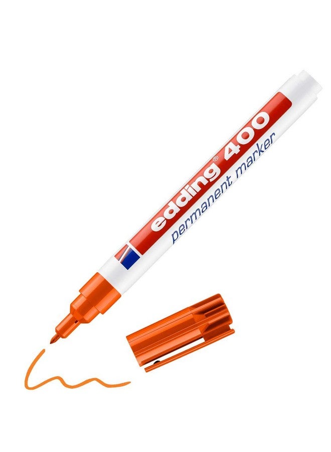 إدينغ قلم تحديد دائم 400 - برتقالي - قلم واحد - طرف دائري رفيع 1 مم - أقلام مقاومة للماء وسريعة الجفاف ومقاومة للتلطخ - للكرتون والبلاستيك والخشب والمعادن والزجاج والقماش - Image 1