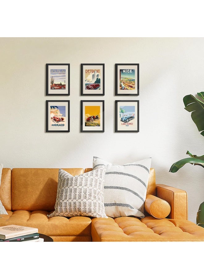 Soofam A4 Picture Frame Set of 5, Display Pictures 6x8 with Mat or 8.3x11.7 Without Mat, Wall Gallery Poster Frames, Black - Image 2