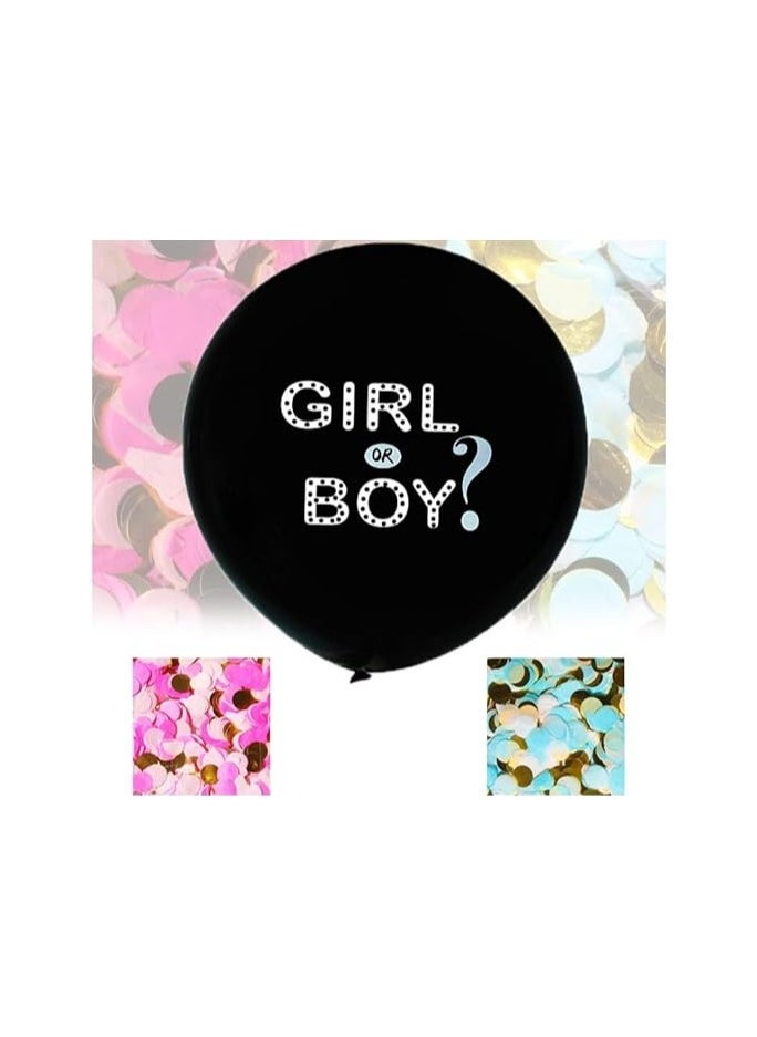 بارتي فن بالونات أسود تكشف عن الجنس 36 بوصة مثالية للاستحمام للطفل أو البنات (بنات وصبي) - Image 3