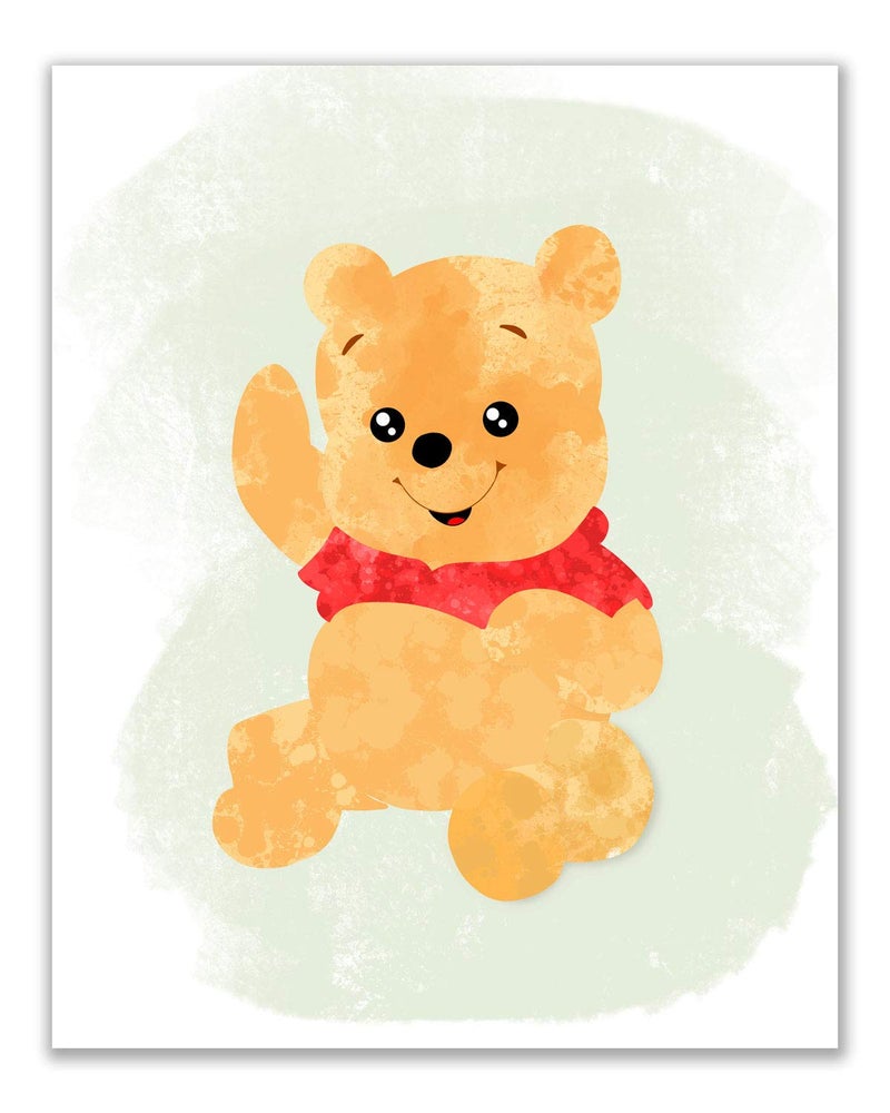 BigWig Prints Winnie the Pooh Nursery Decor - Watercolor Winnie the Pooh Wall Art, Baby Nursery Decor, Childrens Wall Art Poster Prints, Piglet Tigger Rabbit Eeyore Gifts - Unframed Set of 5 (8x10) - Image 2