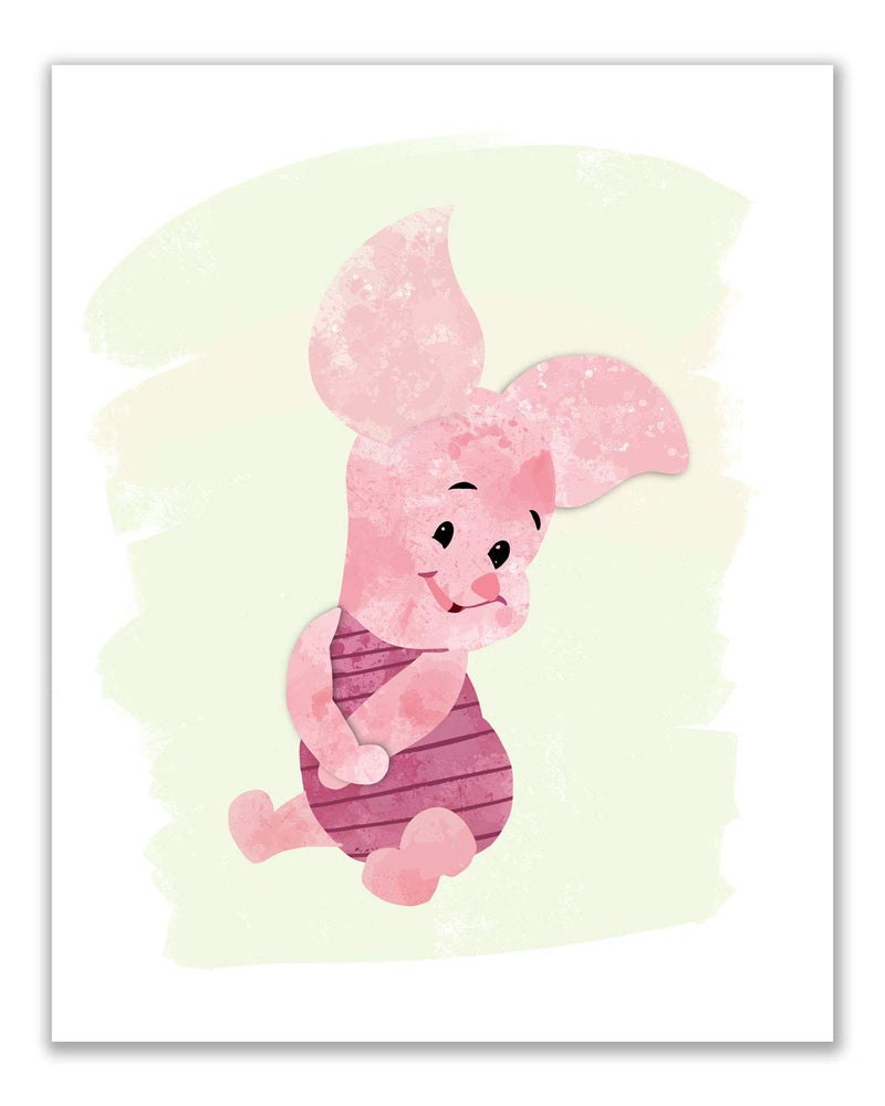 BigWig Prints Winnie the Pooh Nursery Decor - Watercolor Winnie the Pooh Wall Art, Baby Nursery Decor, Childrens Wall Art Poster Prints, Piglet Tigger Rabbit Eeyore Gifts - Unframed Set of 5 (8x10) - Image 4