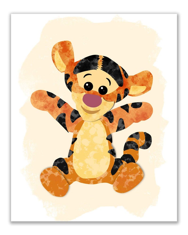 BigWig Prints Winnie the Pooh Nursery Decor - Watercolor Winnie the Pooh Wall Art, Baby Nursery Decor, Childrens Wall Art Poster Prints, Piglet Tigger Rabbit Eeyore Gifts - Unframed Set of 5 (8x10) - Image 3