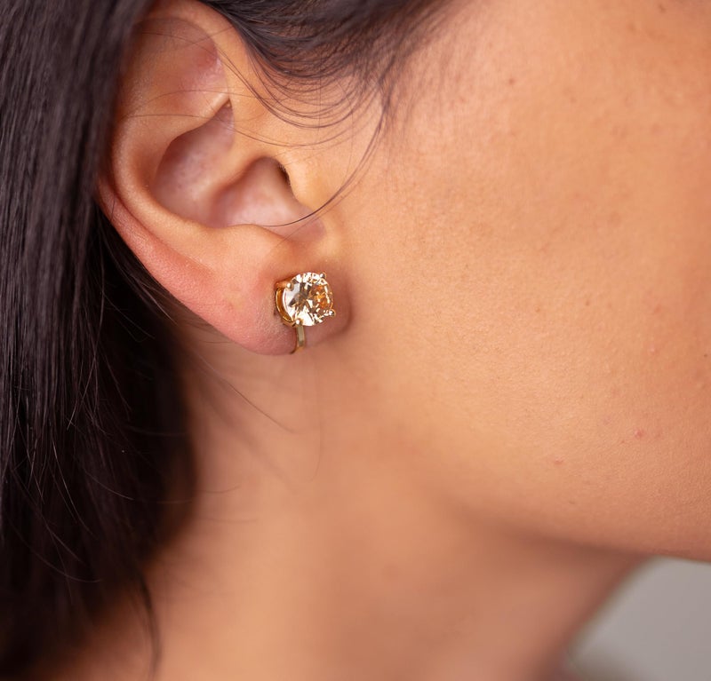 Mariell Cubic Zirconia Crystal Wedding Clip On Stud Earrings for Women, 2 Carat CZ Jewelry For Brides - Image 4