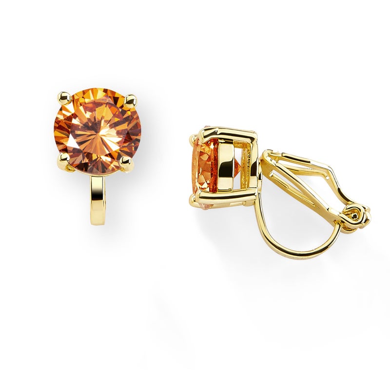 Mariell Cubic Zirconia Crystal Wedding Clip On Stud Earrings for Women, 2 Carat CZ Jewelry For Brides - Image 1