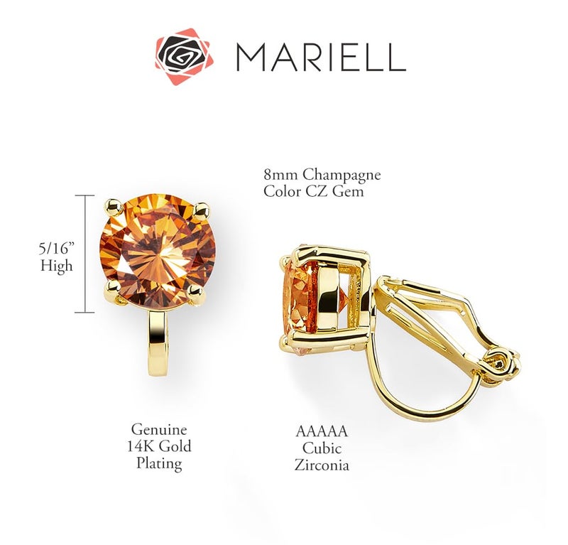 Mariell Cubic Zirconia Crystal Wedding Clip On Stud Earrings for Women, 2 Carat CZ Jewelry For Brides - Image 5