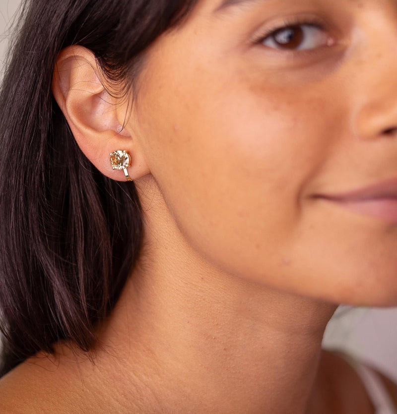 Mariell Cubic Zirconia Crystal Wedding Clip On Stud Earrings for Women, 2 Carat CZ Jewelry For Brides - Image 2