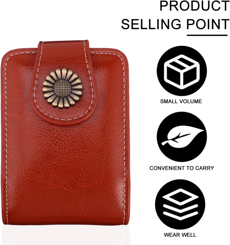 HOMSFOU Wine Red Pu Leather Lipsticks Carrying Case with Built-in Mirror Small Portable Lipstick Pouch for Travel and Daily Use - Image 3