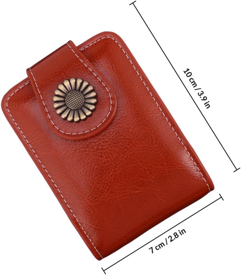 HOMSFOU Wine Red Pu Leather Lipsticks Carrying Case with Built-in Mirror Small Portable Lipstick Pouch for Travel and Daily Use - Image 2