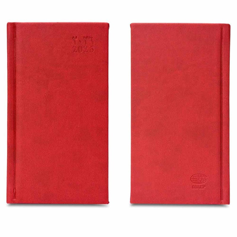 FIS 2026 Slim Diary, 90x170mm, Hard Italian PU Cover, 1 Week at a Glance Format, Portrait View, Arabic/English, 70gsm Italian Ivory Paper, Maroon Cover - FSDI59AEP26MR - Image 2