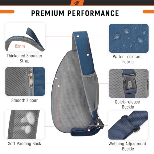 SKYSPER حقيبة سلاينغ SKYSPER RFID عبر الجسم حقيبة ظهر سلاينغ حقيبة سفر للنساء والرجال (زرقاء) - Image 4