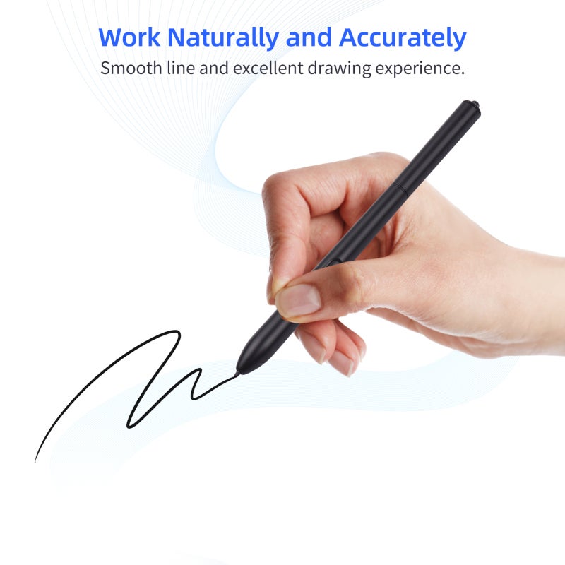 Battery-Free Stylus Black 8192 Levels Pressure - 2 Customizable Pen Buttons Digital Pen for VINSA VIN1060PLUS/T608 Graphics Drawing Tablet - Image 2