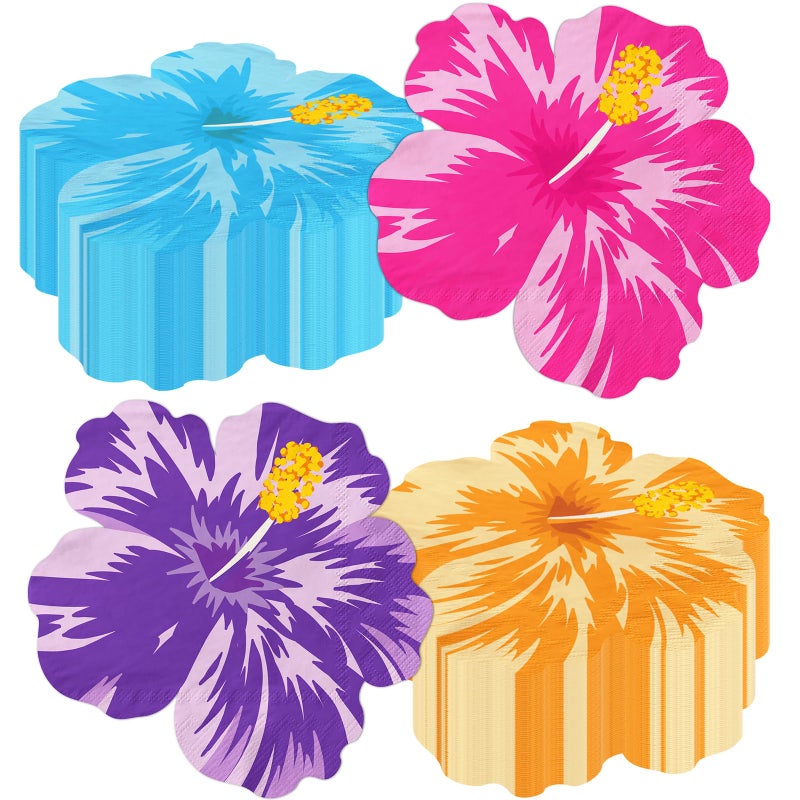 Bezkega Tropical Napkins, Hawaiian Tropical Decoration 40pcs Luau Paper Floral Hibiscus Hawaiian Napkins For Summer Luau Party Supplies - Image 1