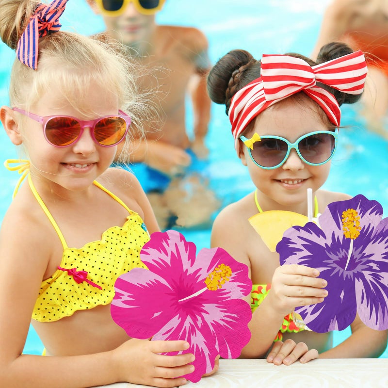 Bezkega Tropical Napkins, Hawaiian Tropical Decoration 40pcs Luau Paper Floral Hibiscus Hawaiian Napkins For Summer Luau Party Supplies - Image 5