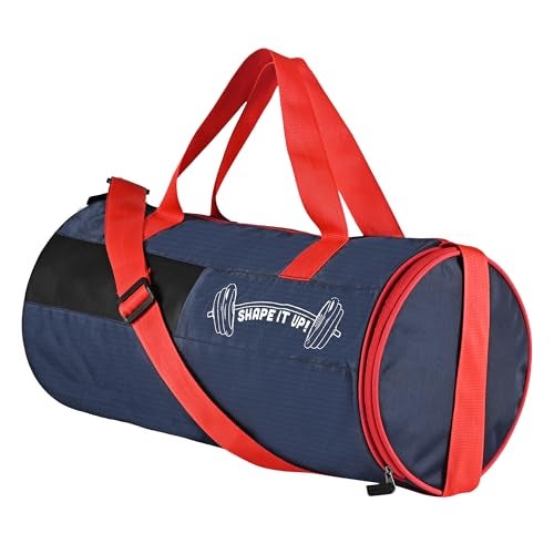 Kuber Industries Water Resistant 3 Compartment Gym Bags for Men |Yoga/Workout & Football Bag with Shoulder Strap & Shoe Compartment for Girls & Boys | Red & Blue - Image 2