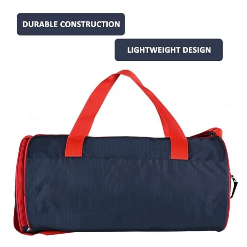 Kuber Industries Water Resistant 3 Compartment Gym Bags for Men |Yoga/Workout & Football Bag with Shoulder Strap & Shoe Compartment for Girls & Boys | Red & Blue - Image 4