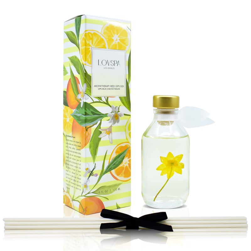 LOVSPA Reed Diffuser Set, Coastal Citrus Scented Oil Diffuser with Sticks, Home Fragrance Accessories for Bathroom Shelf Decor, Aroma Diffusers for Home or Office Desk, USA Made - Image 2