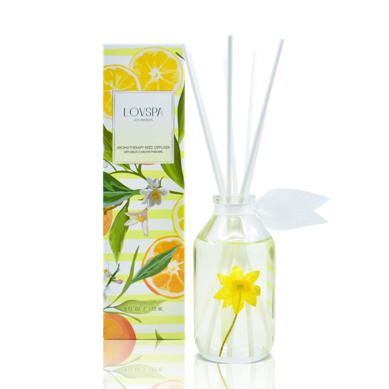 LOVSPA Reed Diffuser Set, Coastal Citrus Scented Oil Diffuser with Sticks, Home Fragrance Accessories for Bathroom Shelf Decor, Aroma Diffusers for Home or Office Desk, USA Made - Image 1