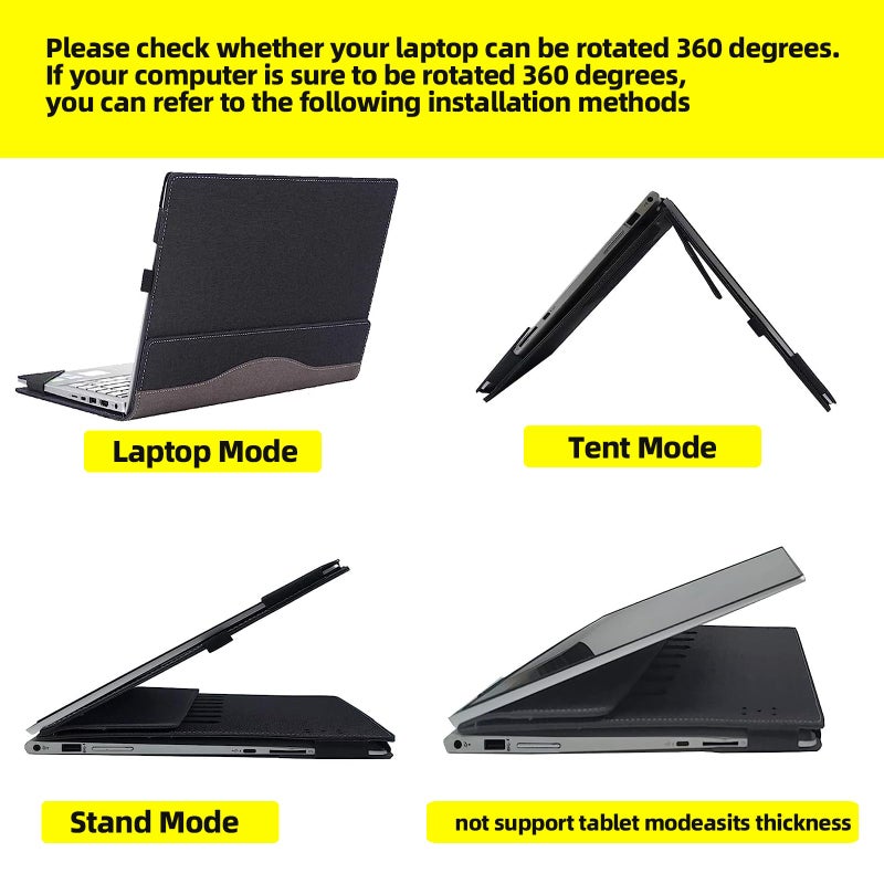 VEVOOD Laptop Cover For Hp Envy X360 Laptop 15T /15Z-Xxx/15-Fh|15-Ed/15Z-Ey15-Er/15-Ep/15T-Es100|2-In-1 Laptop.All Inclusive Drop Case 15.6"" Pu Leather Inside Pocket Cover Shell (15.6Inch  Gray-Black) - Image 5