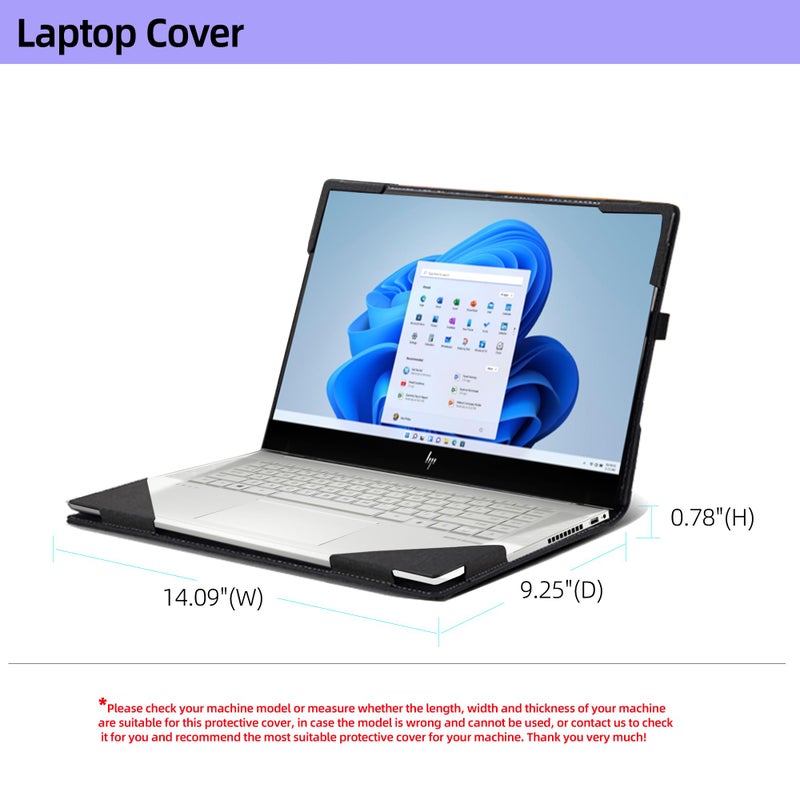 VEVOOD Laptop Cover For Hp Envy X360 Laptop 15T /15Z-Xxx/15-Fh|15-Ed/15Z-Ey15-Er/15-Ep/15T-Es100|2-In-1 Laptop.All Inclusive Drop Case 15.6"" Pu Leather Inside Pocket Cover Shell (15.6Inch  Gray-Black) - Image 4