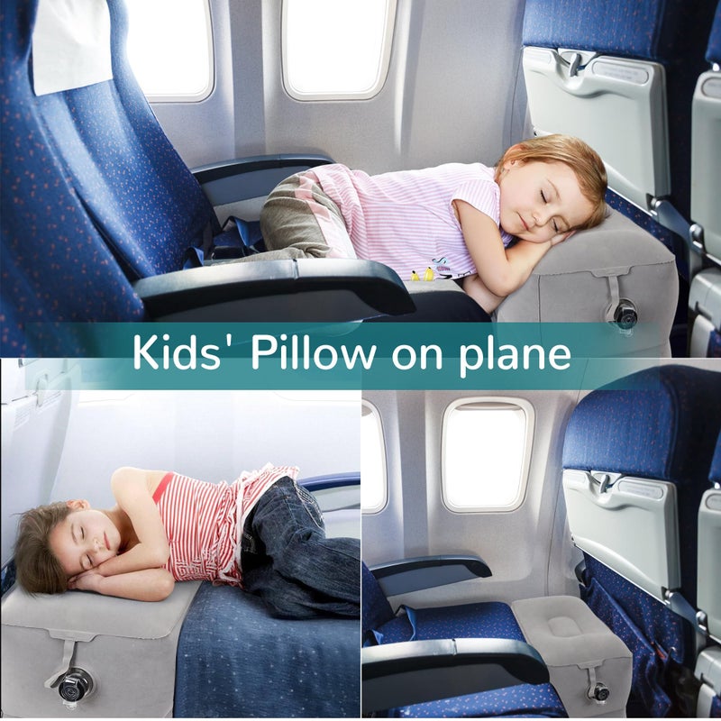 RISEPRO Inflatable Travel Foot Rest Pillow, Adjustable 3 Layers Height Leg Rest Pillow, Kids Airplane Bed, Adults Travel Essentials on Plane, Trains, Cars, Office, Home (Grey, 1 PC) - Image 5