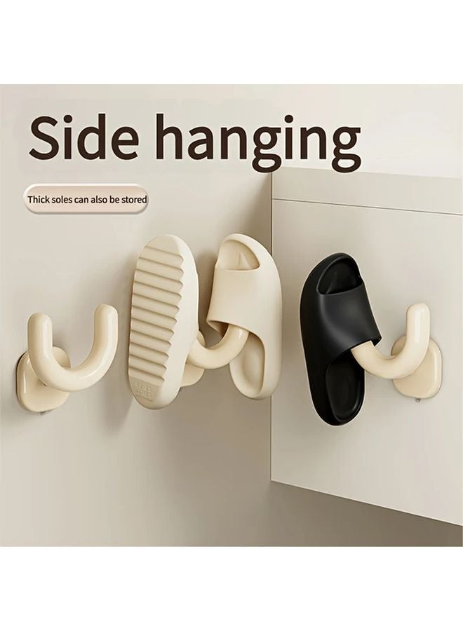White Suction Cup Slippers Rack No Drill Wall Mounted Strong Adhesive Bathroom Door Hook - Image 2