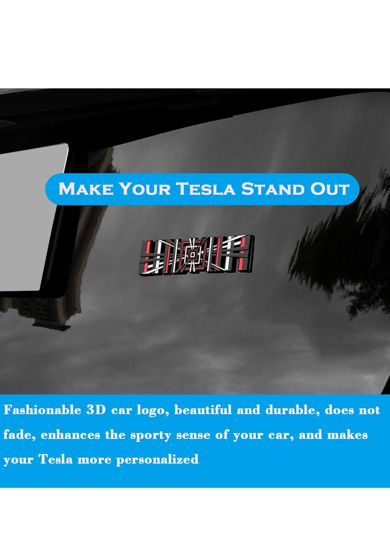 Generic 3D Metal Plaid Emblem Sticker for Tesla Model 3 Y X S Front Hood and Rear Trunk Badge in Black Red  - Image 5