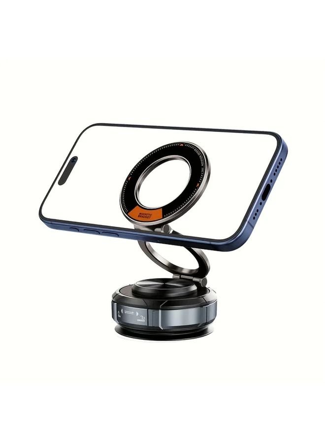 Black Magnetic Car Phone Holder 360 Adjustable Vacuum Suction Cup Mount Compatible iPhone Android - Image 1