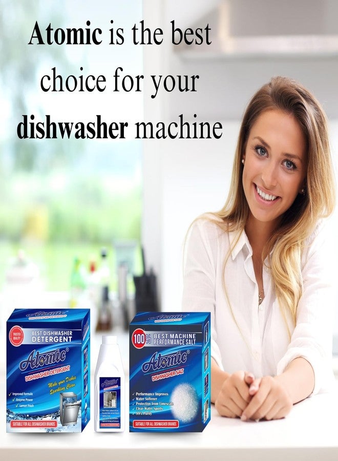 ATOMIC DISHWASHER STARTER [COMBO PACK OF 2]- Dishwasher Detergent 2 X 900 GM + Salt 2 X 900 GM + Atomic Rinse Aid For Dishwasher Liquid 2 X 400 ml | India’s No. 1 Dishwashing Brand - Image 2