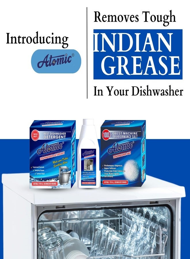 ATOMIC DISHWASHER STARTER [COMBO PACK OF 2]- Dishwasher Detergent 2 X 900 GM + Salt 2 X 900 GM + Atomic Rinse Aid For Dishwasher Liquid 2 X 400 ml | India’s No. 1 Dishwashing Brand - Image 3