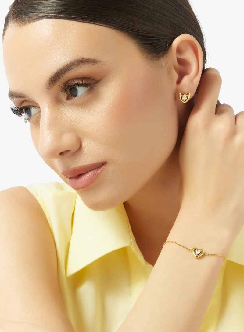 Guess  Crystal Heart Bracelet And  Studs for Women | Best Price UAE