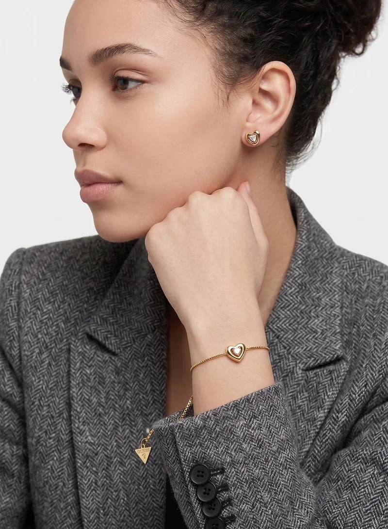 Guess  Crystal Heart Bracelet And  Studs for Women | Best Price UAE