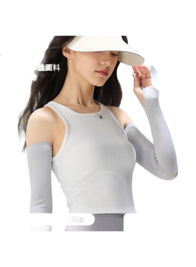 Jiumu Ice Silk Sun Protection Arm Sleeves For Women, Summer Driving Cycling Cooling Uv Protection Arm Covers - Image 1