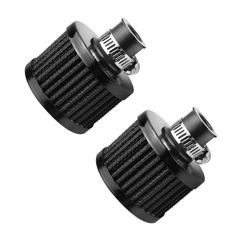 Hbxdeco 2PCS Universal Air Filter Valve Cover Breather Filter 12mm Cold Air Intake Filter Breather Vent Crankcase Breather Car and Motorcycle Accessory Black - Image 1