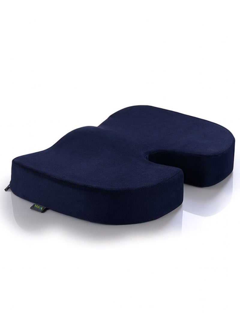 Max Comfort Medical Memory Foam Seat Cushion with Pressure Relief Hole - Navy - Image 1