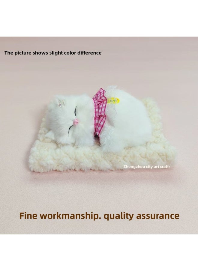 Generic - Bamboo Charcoal Cloth Pad Simulation Cats Cats Calling Car Decoration Ornaments Simulation Animals Simulation Flower Basket Cats-Color:Beige Bamboo Charcoal Cloth Pad + Rose Red Skirt Cat Can Bark - Image 1