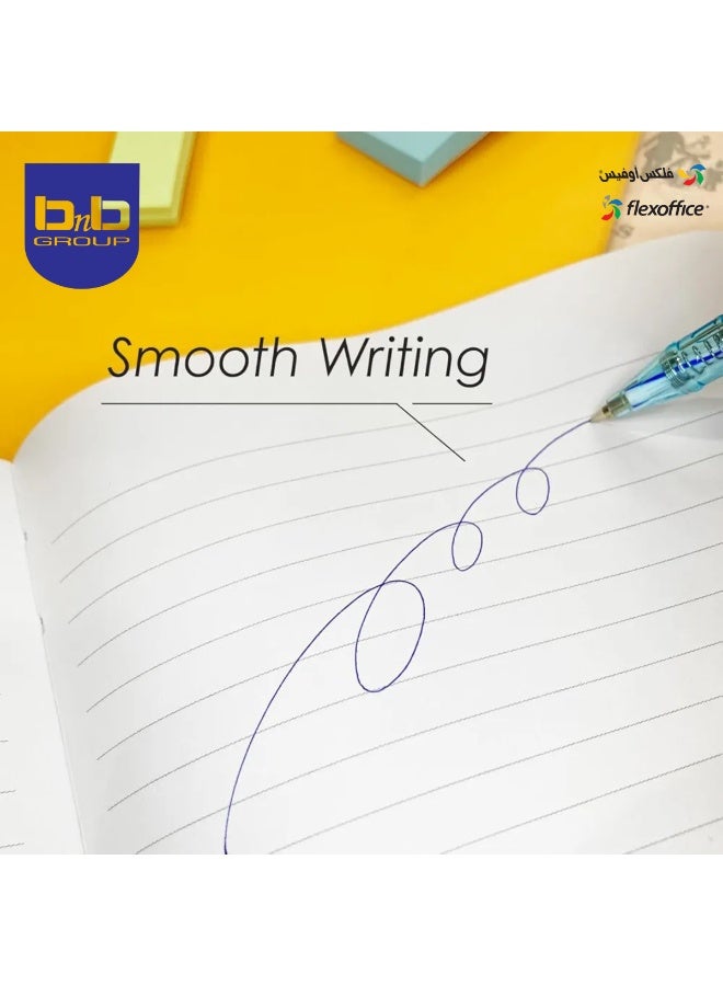 FLEXOFFICE Ballpoint Pens, Blue Ink, 0.5mm Fine Point, 30 Count Pack, Quick Smooth Writing, Ball point Pens, for School, Office Supplies (FO-09-Blue) - Image 5