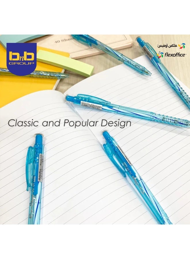 FLEXOFFICE Ballpoint Pens, Blue Ink, 0.5mm Fine Point, 30 Count Pack, Quick Smooth Writing, Ball point Pens, for School, Office Supplies (FO-09-Blue) - Image 4