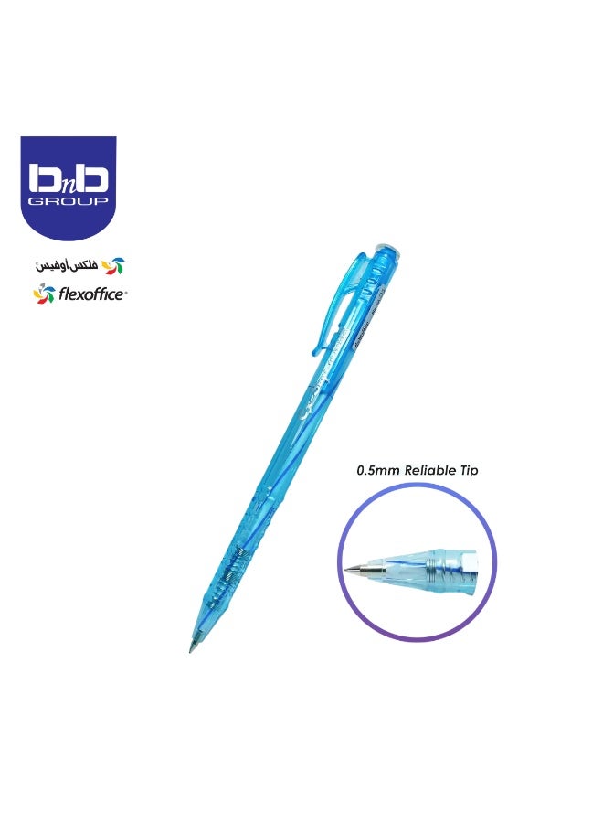 FLEXOFFICE Ballpoint Pens, Blue Ink, 0.5mm Fine Point, 30 Count Pack, Quick Smooth Writing, Ball point Pens, for School, Office Supplies (FO-09-Blue) - Image 2