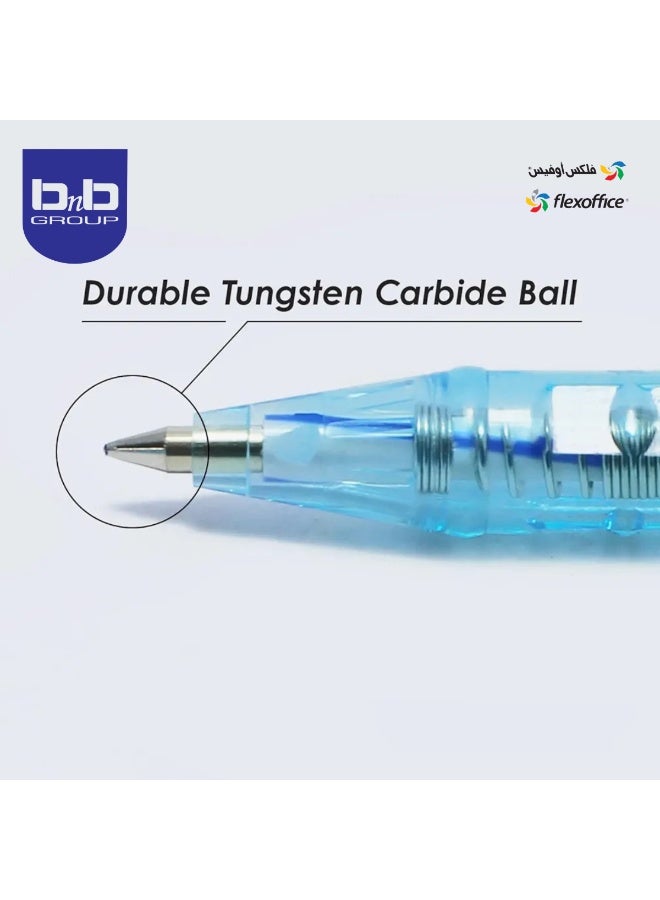 FLEXOFFICE Ballpoint Pens, Blue Ink, 0.5mm Fine Point, 30 Count Pack, Quick Smooth Writing, Ball point Pens, for School, Office Supplies (FO-09-Blue) - Image 3