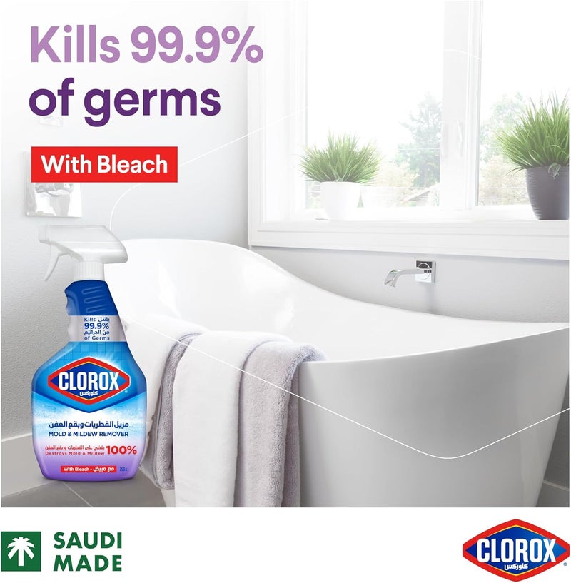 Mildew & Mold Stain Remover Spray with Bleach, 750 ml, Kills 99.9% of Germs, 100% of Fungus & Mold Stains (Pack of 2) - Image 1