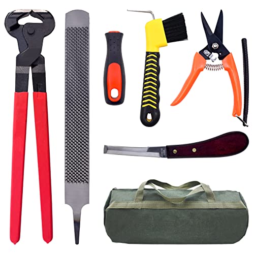 HNONPW 14 inch Horse Farrier Tool Kits - 6Pcs Professional Hoof Trimming Farrier Tools, Can Easily Trim the Hooves of Horses, Cows, Sheep, Donkeys and Other Medium-Sized Animals - Image 1