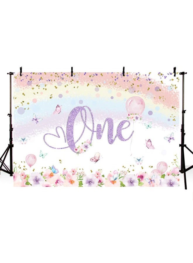 ABLIN 8x6ft Happy 1st Birthday Backdrop for Girl Princess Spring Colorful Flowers Butterfly Rainbow Photography Background Baby Girl 1st Birthday Decorations Banner Props - Image 3