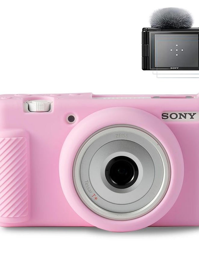 Pocoukate Case for Sony ZV-1F, ZV-1 II/ZV-1M2 Vlog Camera, ZV1F Camera Silicone Cover Skin, Anti-Scratch Slim Fit Soft Sleeve with ZV1 F Screen Protector- Pink - Image 1