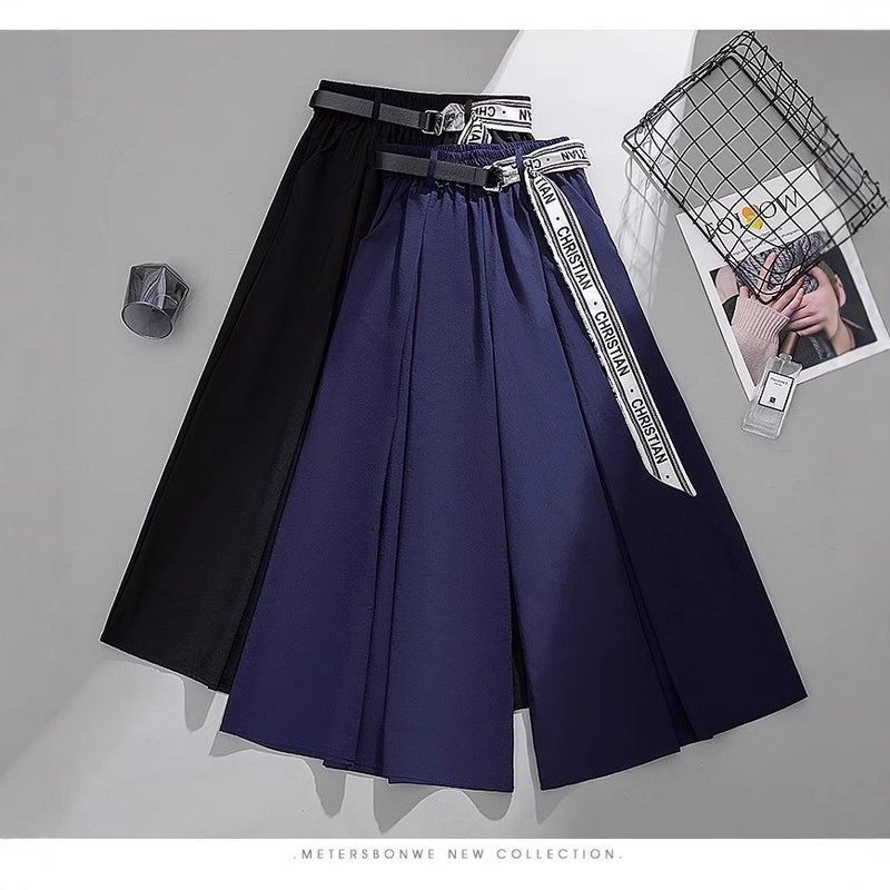 150.00Kg Plus Size Ice Silk Cropped Pants Women'S Summer High Waist Loose All-Match Small Chubby Girl Casual Wide-Leg Culottes - Image 2