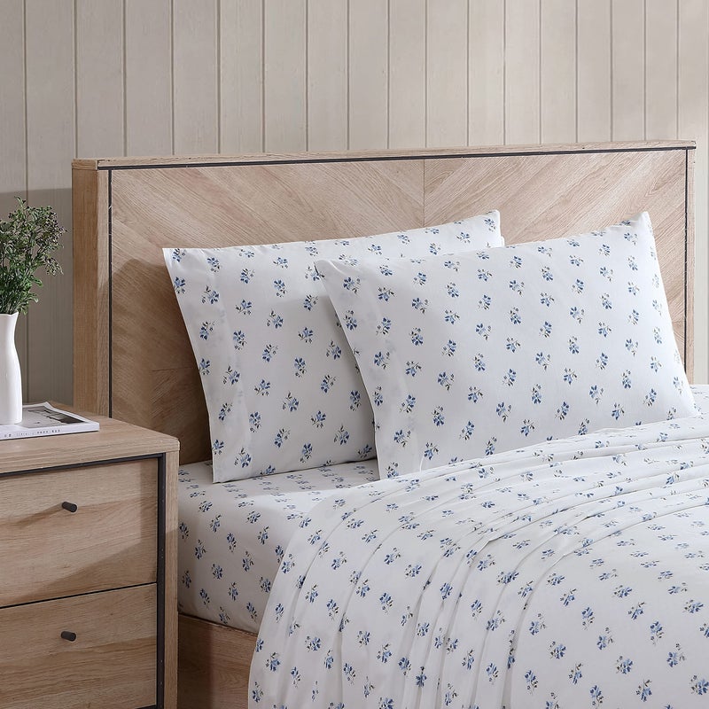 Stone Cottage - Queen Sheets, Cotton Percale Bedding Set, Crisp & Cool Ideal Bedding Set (Blue Sketchy Ditsy, Queen) - Image 2