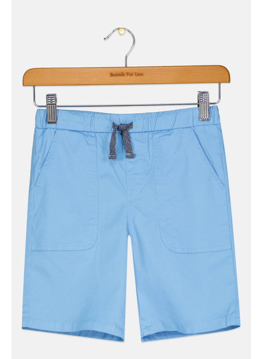 Andy & Evan Kids Boy Drawstring Plain Chino Short, Blue  - Image 1