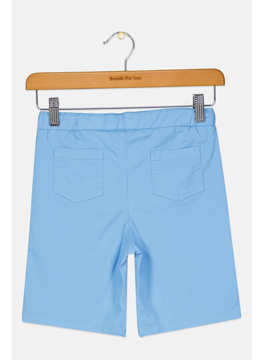 Andy & Evan Kids Boy Drawstring Plain Chino Short, Blue  - Image 2